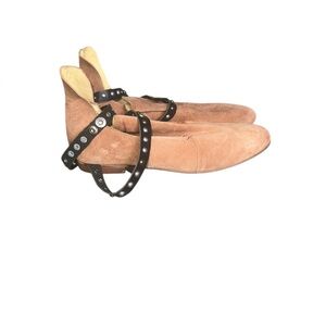 Free People Tan Flats with Black Studded Straps